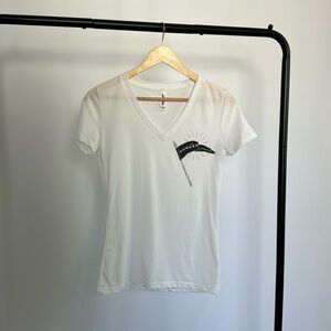 White V-Neck Short Sleeved Tee Shirt | Because It’s Onward & Upward For You